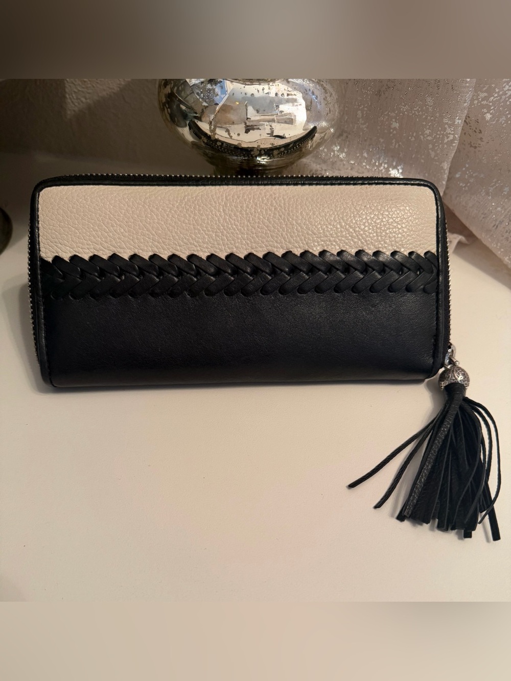 Brighton Two-Tone Black and Cream CONVERTIBLE Wallet Clutch